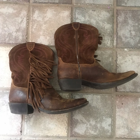 Ariat Other - Ariat brown leather suede fringe cowgirl boots